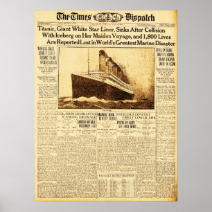 Poster Titanic Afunda Após Colisão Com Iceberg 1912