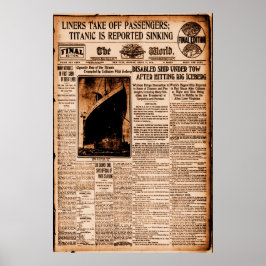 Poster Titanic é relatado afundando Sépia Vintage Marítim
