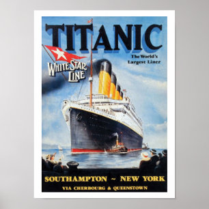 Poster Titanic White Star Line - Maior Transatlântico do 
