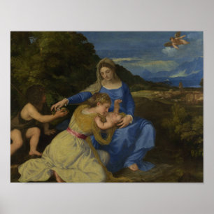 Póster Titian - o Virgin e a criança com a criança