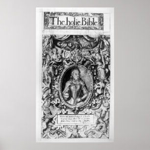 Poster Titlepage de Bíblia do Bishop, bar. em 1568