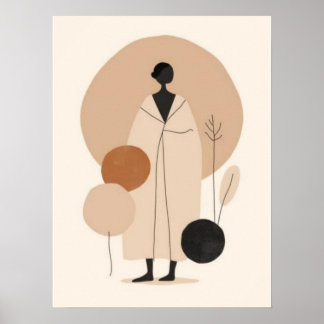 Poster Título: Arte de Parede Minimalista Mulher em Casac