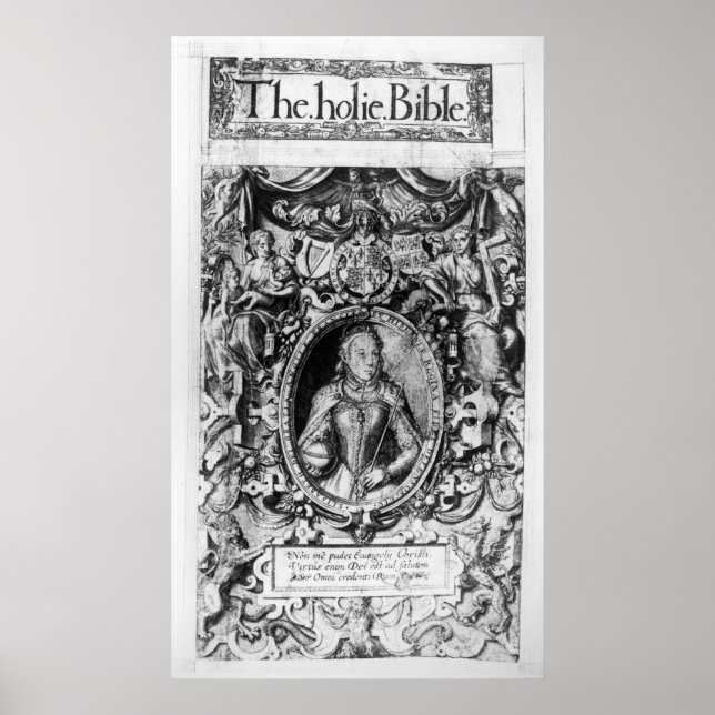 Poster Título da Bíblia do Bispo, pub. em 1568 (Frente)