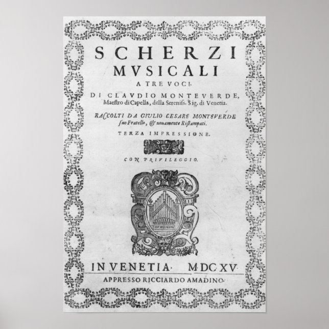 Póster Título da página "Scherzi Musicali" (Frente)