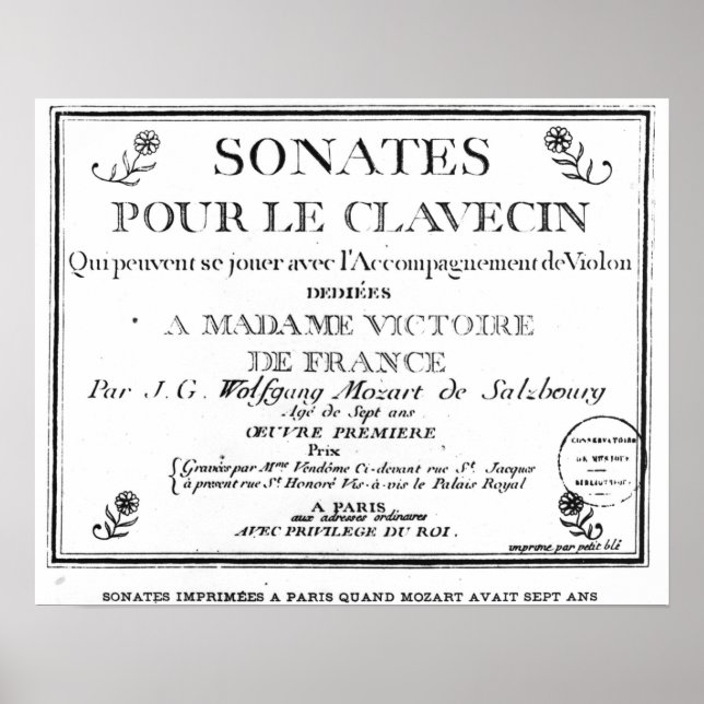 Póster Título Página de 'Sonates pour le clavecin' (Frente)