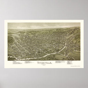 Póster Titusville, mapa panorâmico do PA - 1895