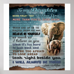 Poster To My Daughter Funny Gift   Family Present