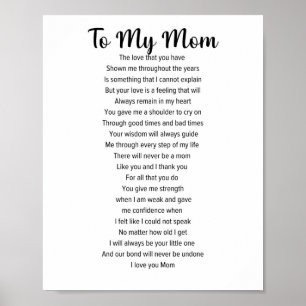 Poster To My Mom, Mother's Day Poem