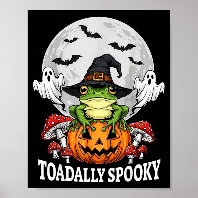Poster Toadally Soky Funny Halloween Frog On Pumpkin Full (Frente)