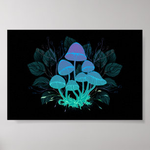 Poster Toadstools em arbustos