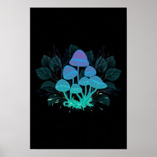 Poster Toadstools em arbustos