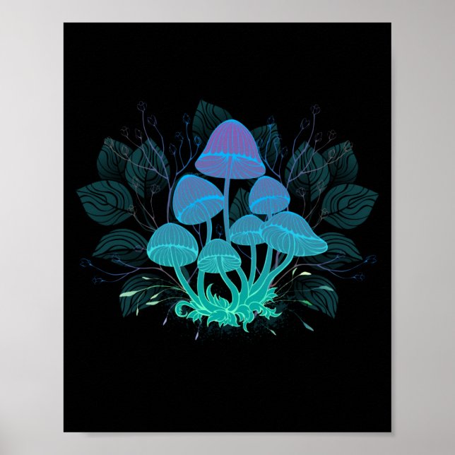 Poster Toadstools em arbustos (Frente)