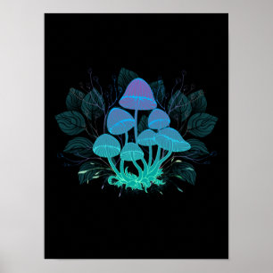 Poster Toadstools em arbustos