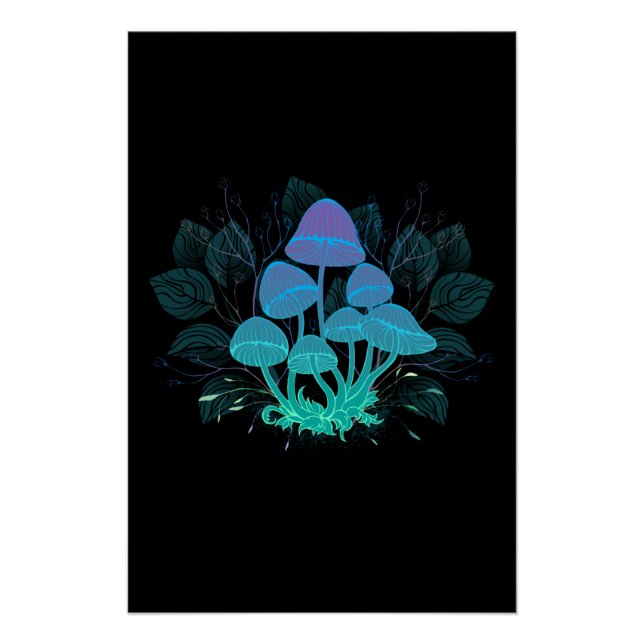 Póster Toadstools em arbustos (Frente)