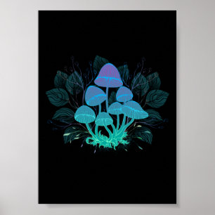 Poster Toadstools em arbustos