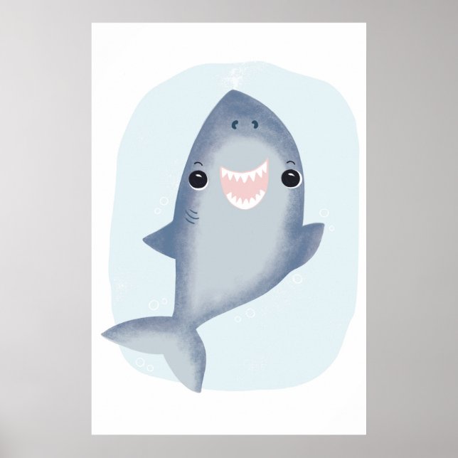 Poster Toalha do Baby Shark para meninos quarto tema Ocea (Frente)