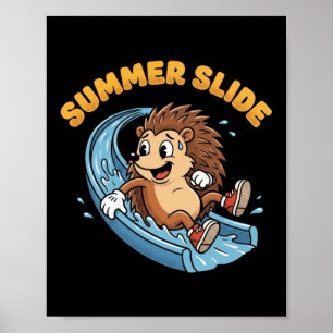 Poster Toboágua de ouriço vintage verão tobogã retrô