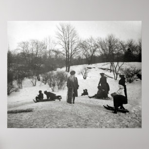 Poster Toboágua no Central Park, 1906. Foto Antiga