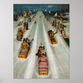Póster Toboggans Em uma noite de inverno