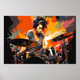 Poster Toca Bateria Música Pintura Arte Abstrata Decoraçã