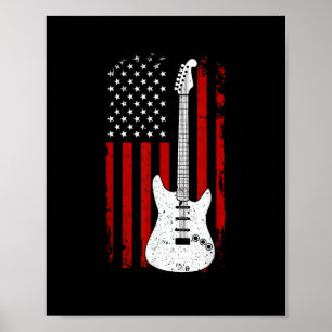 Poster Toca Música Bandeira Americana US Guitarras Elétri