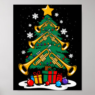 Poster Tocador de Trombeta de Natal Árvore de Natal Músic