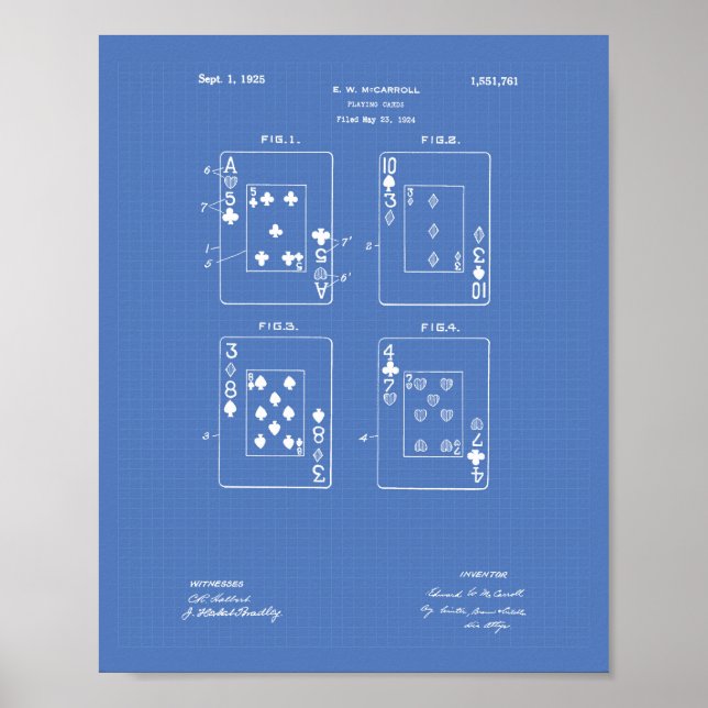 Poster Tocando Cartões 1925 Padrões de arte patenteados (Frente)