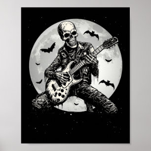 Poster Tocando Guitarra Pedra Música Rock Halloween Miúdo