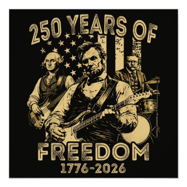 Póster Tocando Violão 4 de Julho 250º Aniversário (Frente)