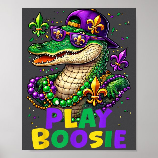 Poster Tocar Boosie Contas Mardi Gras Carnaval Louisiana  (Frente)