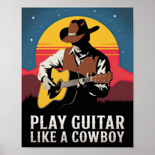 Poster Tocar violão como um cowboy