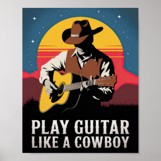 Poster Tocar violão como um cowboy
