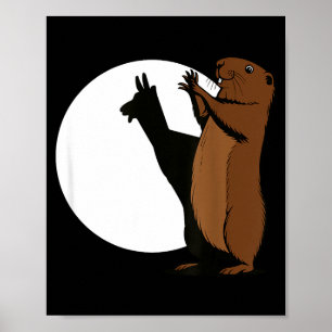 Poster Tocas de sombra de lhama de marmotas divertido esq