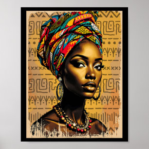 Poster Toco engraçado de pano Kente para mulheres afro-am