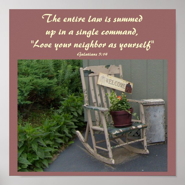 Póster Toda a lei está resumida em uma citação Bíblia (Frente)