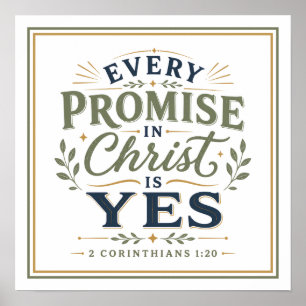 Poster Toda Promessa em Cristo É Sim Citação Cristã