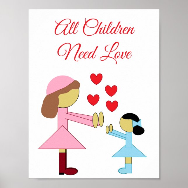 Poster Todas as Crianças Precisam de Amor: Branco (Frente)