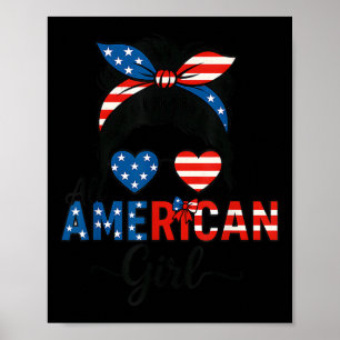 Poster Todas as Meninas Americanas Bandeiras 4 de julho M