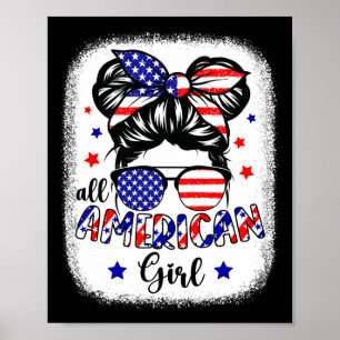 Poster Todas as Meninas Americanas Bandeiras 4 de julho M
