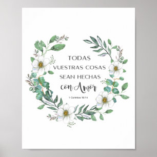 Poster Todas as vuestras cruzam o verso da bíblia espanh