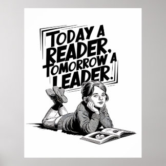 Poster Today a Reader - Book Reading Girl - Bookworm Girl