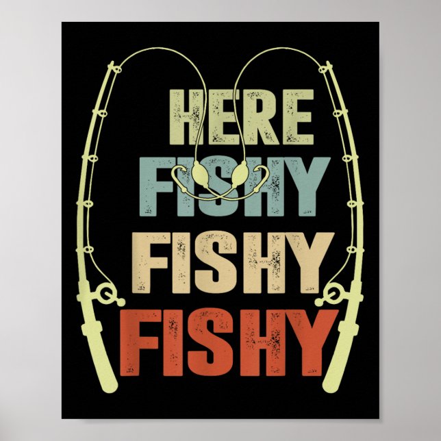 Poster Toddler Boy Here-fishy Engraçado Pesca Buddy B Fis (Frente)
