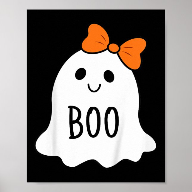 Poster Toddler Halloween Boo Ghost Com Um Arco De Garotas (Frente)