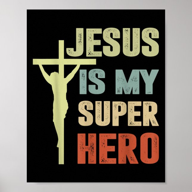 Poster Toddler Jesus É Meu Super Herói Cristão Deus Filho (Frente)