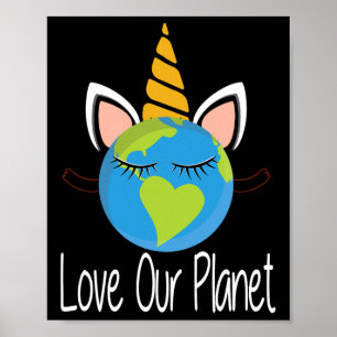 Poster Todler Girl Earth Day T Shirt Kids Unicorn Face T