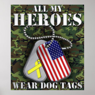 Póster Todo meu dog tags do desgaste dos heróis