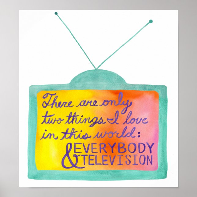 Poster Todo mundo e televisão (turquesa e roxo) (Frente)