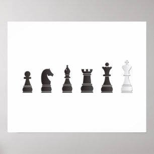 Poster Todo o um branco preto, partes de xadrez