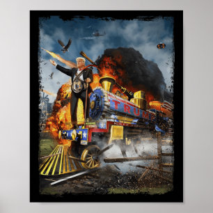 Poster Todos A Bordo Do Comboio Engraçado Donald Trump 20