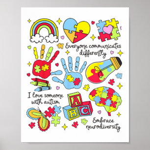 Poster Todos Comunicam Diferentemente Autismo Mês Aut